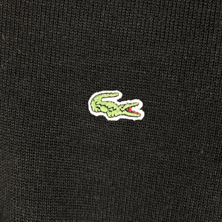 Lacoste V-neck acrylic and wool knit sweater, size 5 wool black type Vintage Second Hand