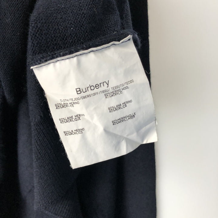 Burberry's London V-neck Merino wool knit sweater, size 6, men's size L Merino wool navy blue type Vintage Second Hand