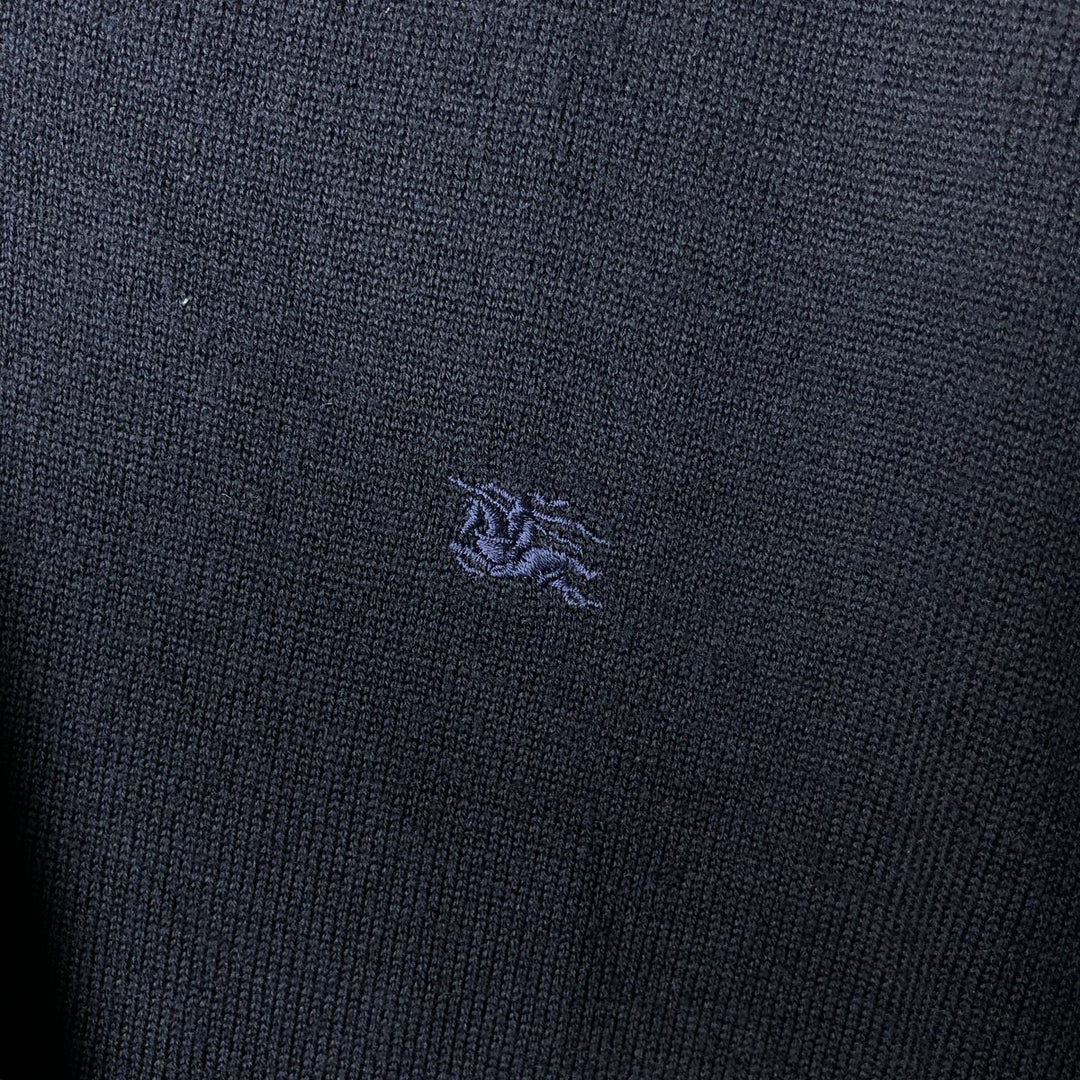 Burberry's London V-neck Merino wool knit sweater, size 6, men's size L Merino wool navy blue type Vintage Second Hand
