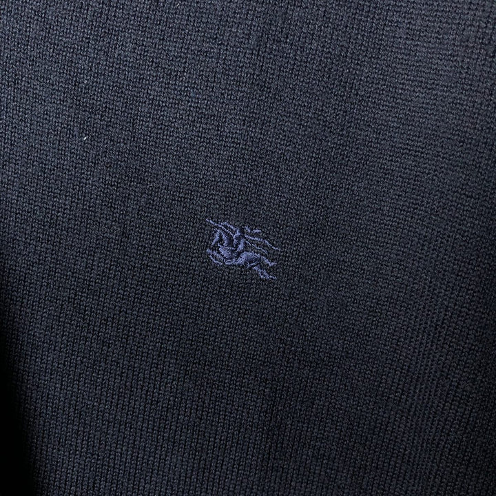 Burberry's London V-neck Merino wool knit sweater, size 6, men's size L Merino wool navy blue type Vintage Second Hand