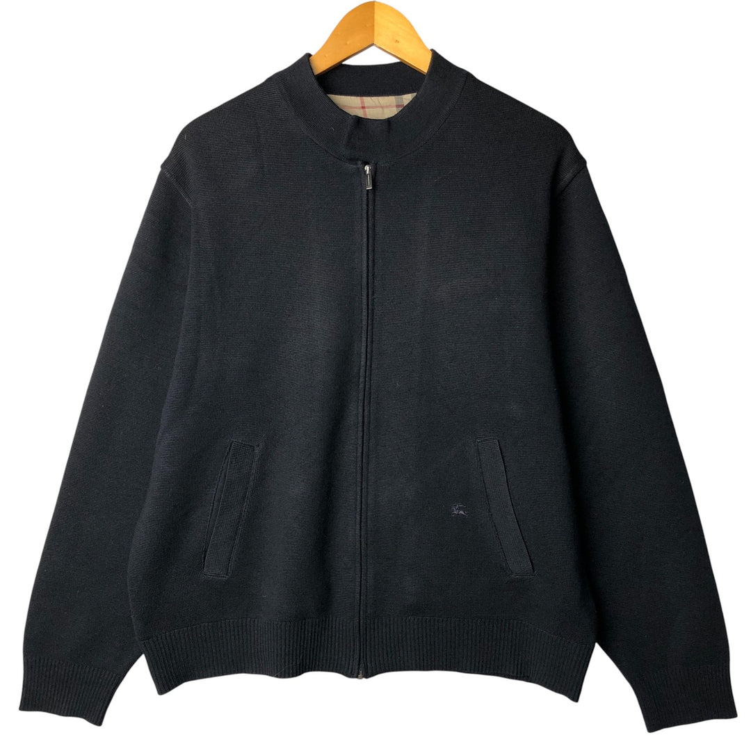 Burberry's London Merino Wool and Acrylic Knit Full-Zip Sweater, Made in Spain, Men's Size L Merino wool black type Vintage Second Hand