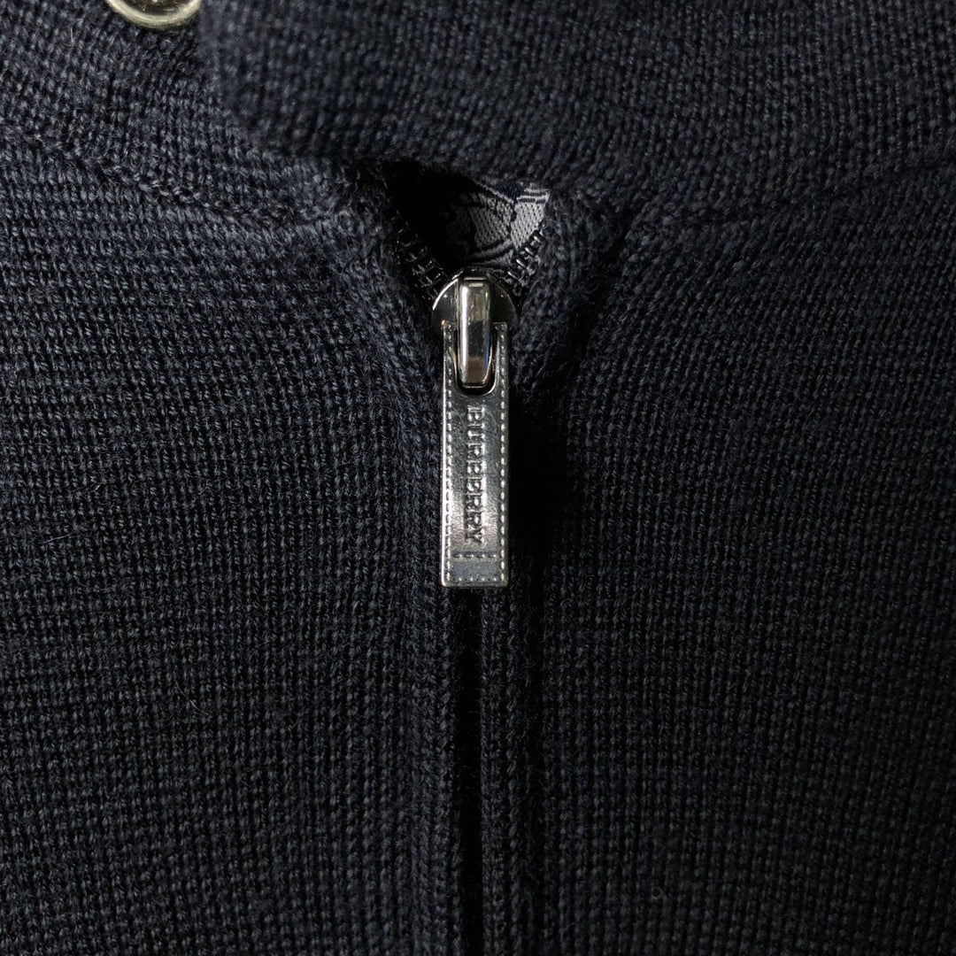 Burberry's London Merino Wool and Acrylic Knit Full-Zip Sweater, Made in Spain, Men's Size L Merino wool black type Vintage Second Hand
