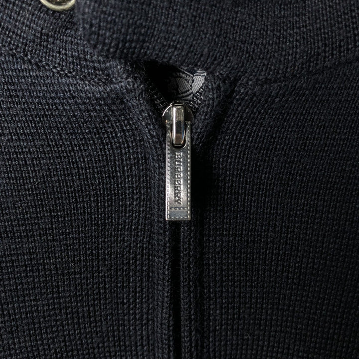 Burberry's London Merino Wool and Acrylic Knit Full-Zip Sweater, Made in Spain, Men's Size L Merino wool black type Vintage Second Hand