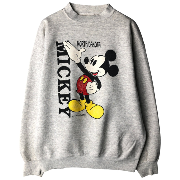 MICKEY MOUSE Mickey Mouse character sweatshirt, Made in USA, Men's size L cotton pale white type Vintage Second Hand