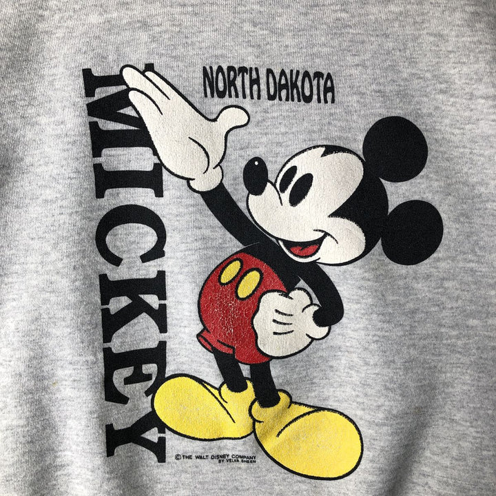 MICKEY MOUSE Mickey Mouse character sweatshirt, Made in USA, Men's size L cotton pale white type Vintage Second Hand