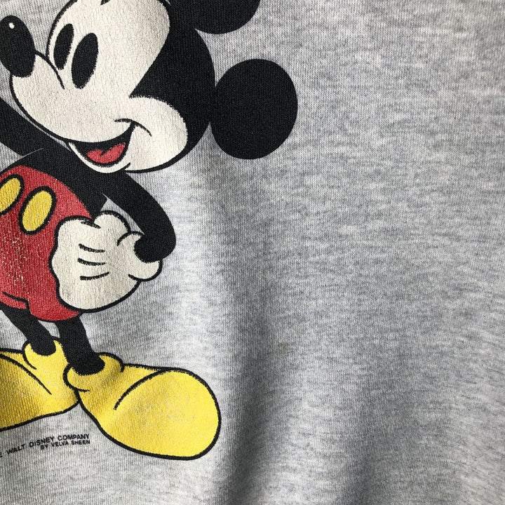 MICKEY MOUSE Mickey Mouse character sweatshirt, Made in USA, Men's size L cotton pale white type Vintage Second Hand