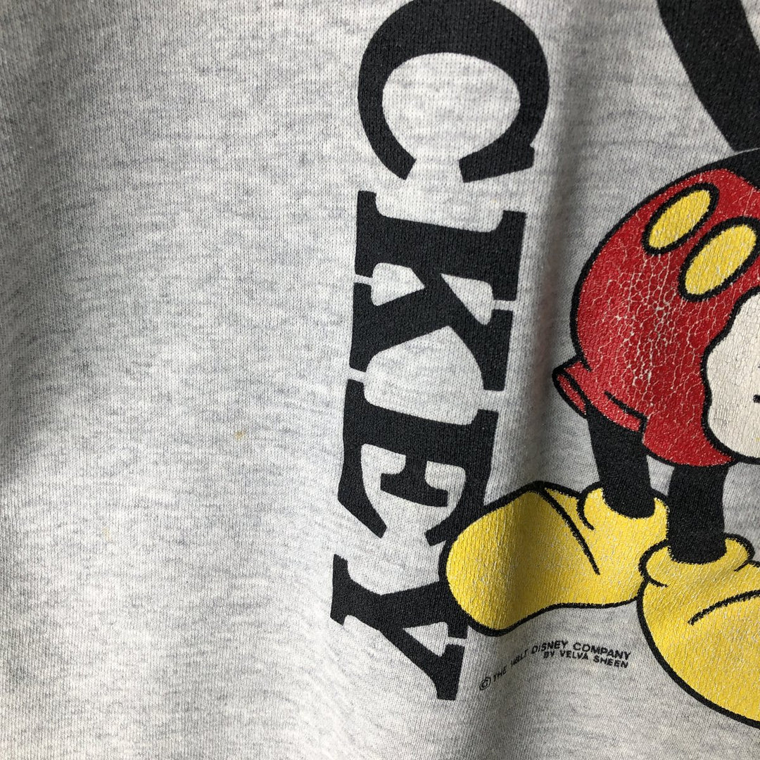 MICKEY MOUSE Mickey Mouse character sweatshirt, Made in USA, Men's size L cotton pale white type Vintage Second Hand