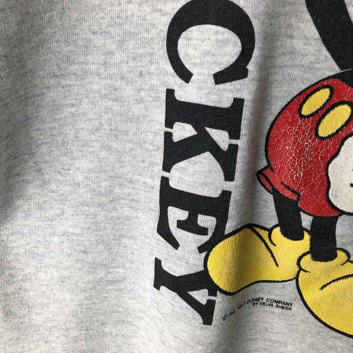MICKEY MOUSE Mickey Mouse character sweatshirt, Made in USA, Men's size L cotton pale white type Vintage Second Hand