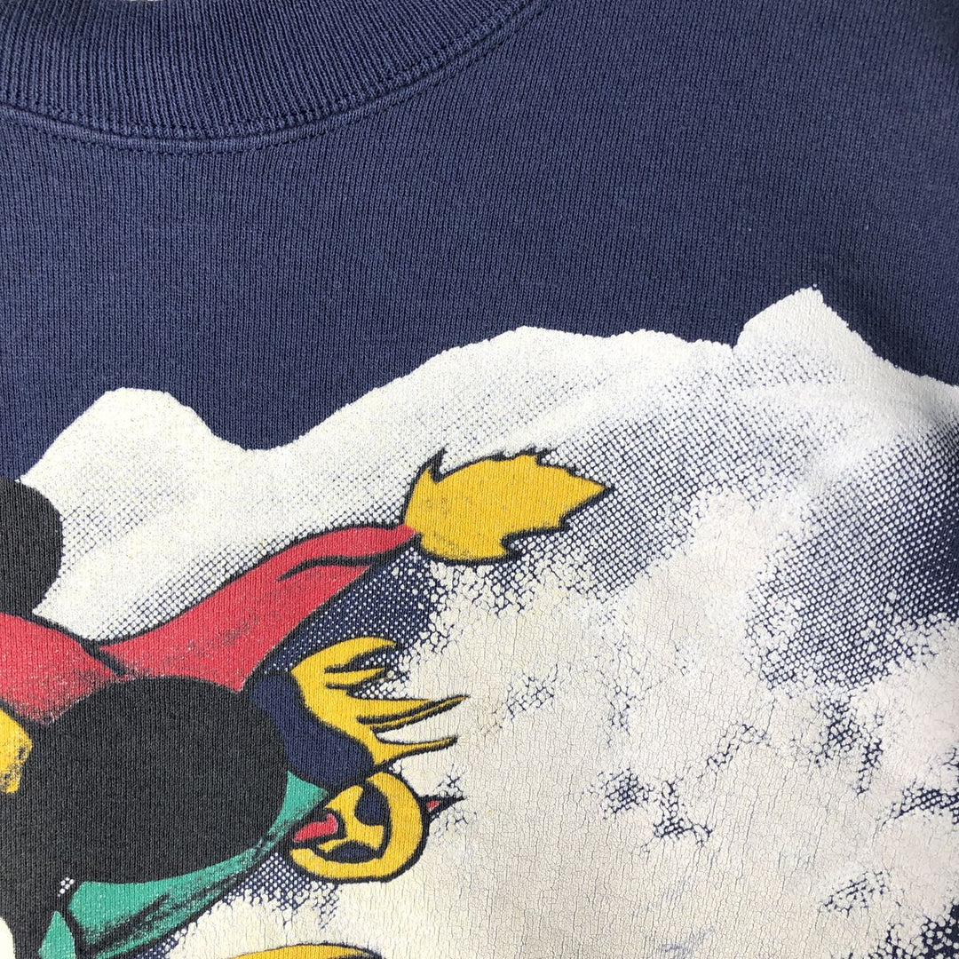 90'S MICKY UNLIMITED Mickey Mouse Large Print Character Sweatshirt, Men's Size XL cotton navy blue type Vintage Second Hand