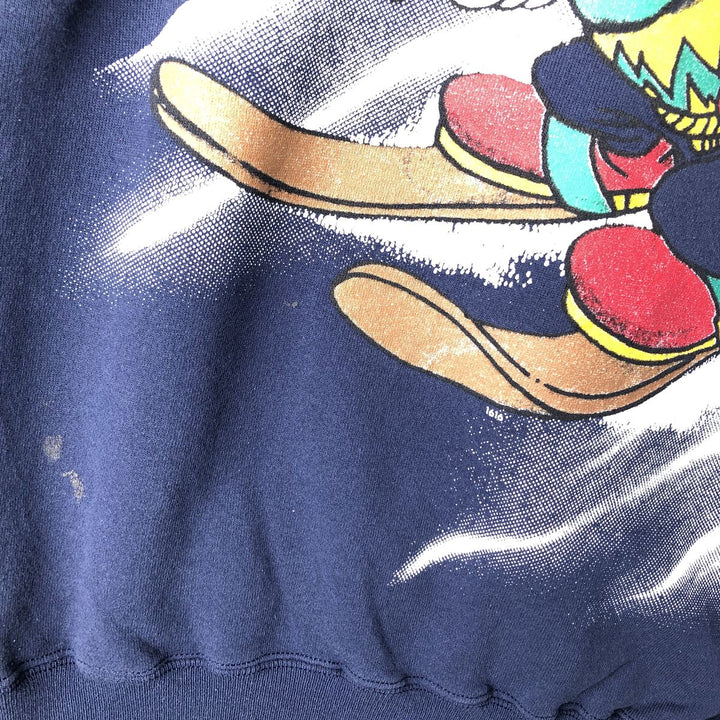90'S MICKY UNLIMITED Mickey Mouse Large Print Character Sweatshirt, Men's Size XL cotton navy blue type Vintage Second Hand