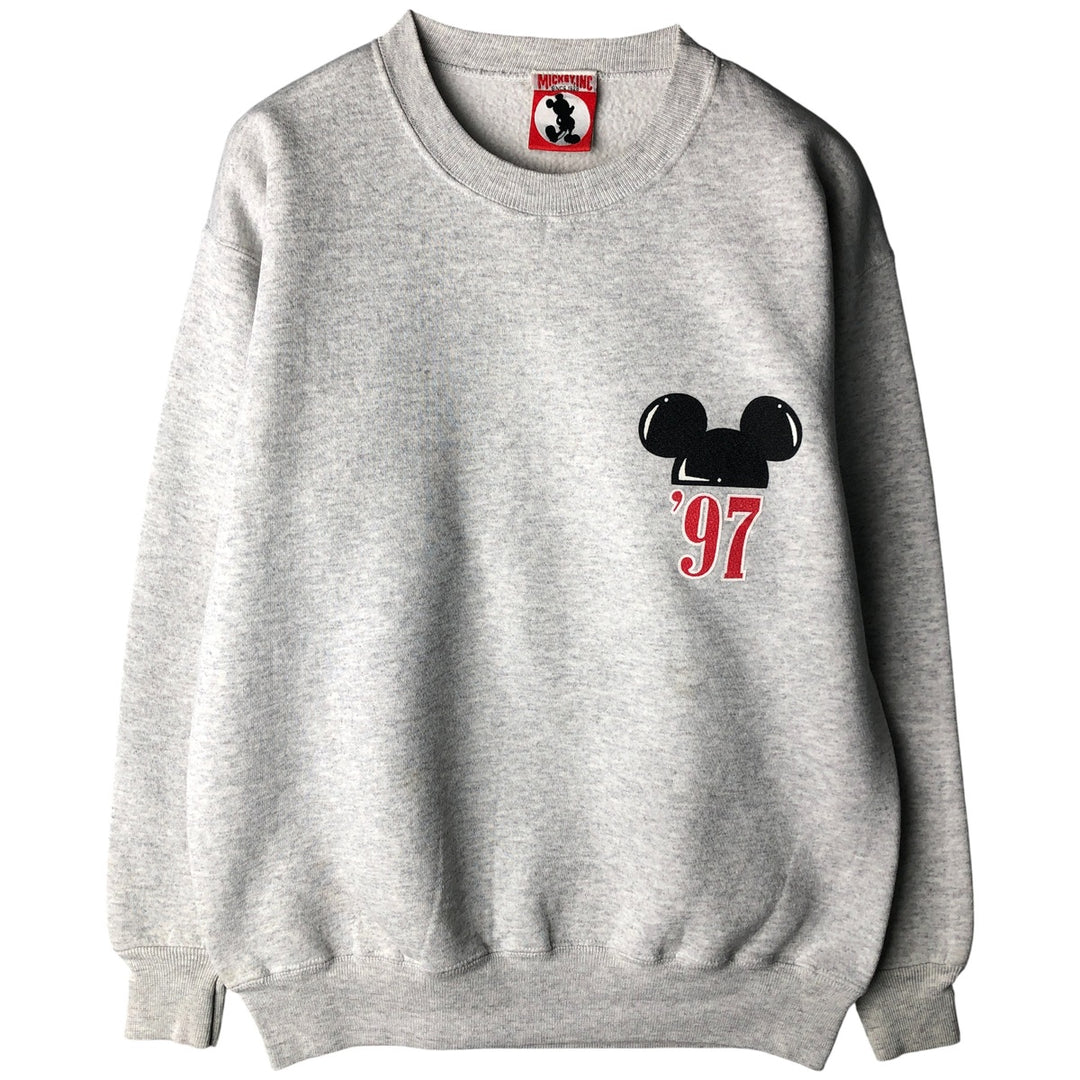 Vintage 90'S MICKEY INC MICKEY MOUSE Mickey Mouse character sweatshirt, men's size XL unclear pale white type Vintage Second Hand