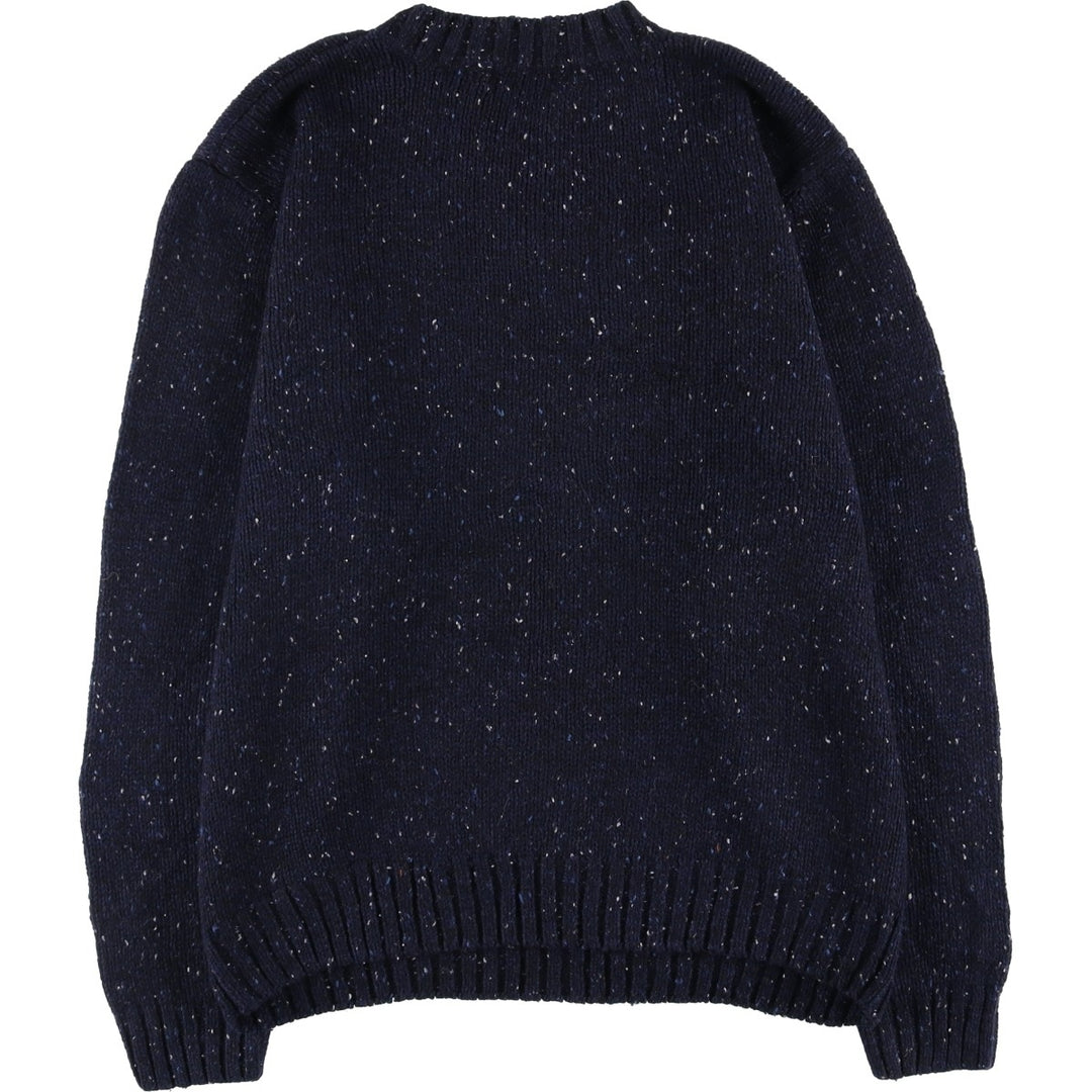 90'S Vintage KNIGHTSBRIDGE Argyle Pattern Colored Nep Ramie Knit Sweater, Men's Size L Lamy navy blue type Vintage Second Hand