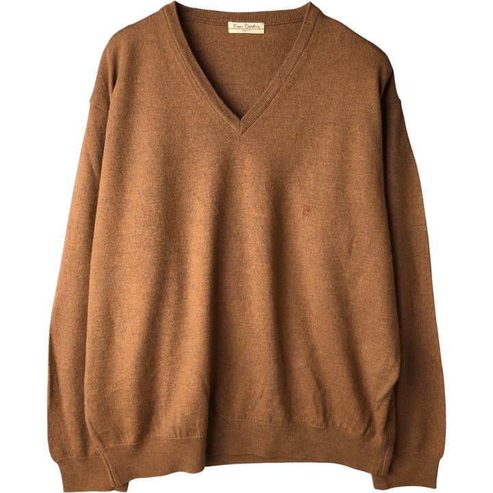 Pierre Cardin V-neck wool and acrylic knit sweater, men's size XXXL acrylic brown type Vintage Second Hand