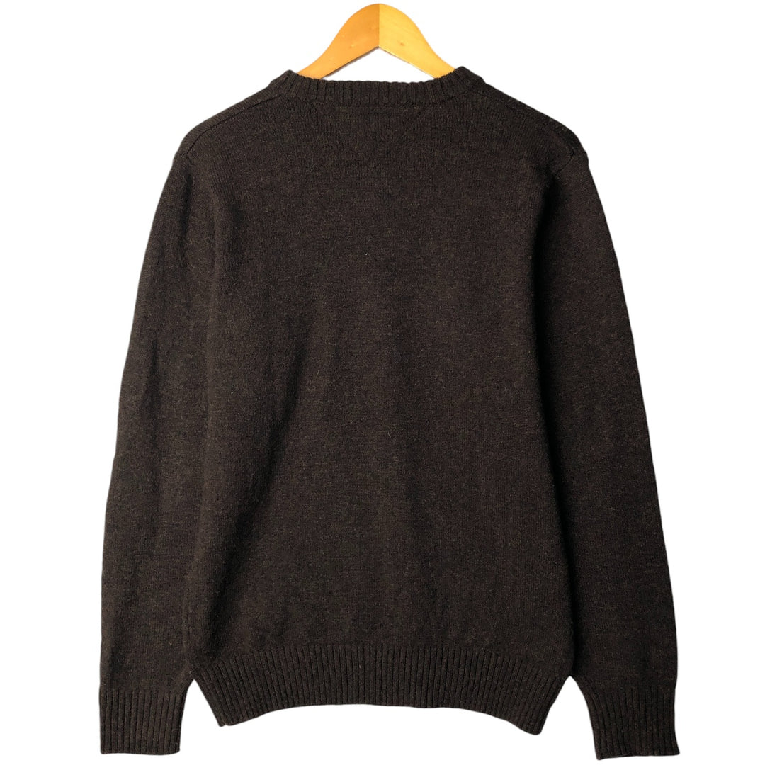 Tommy Hilfiger V-neck lambswool knit sweater, men's size M Lamb wool brown type Vintage Second Hand