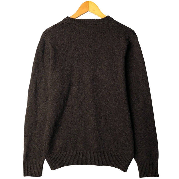 Tommy Hilfiger V-neck lambswool knit sweater, men's size M Lamb wool brown type Vintage Second Hand
