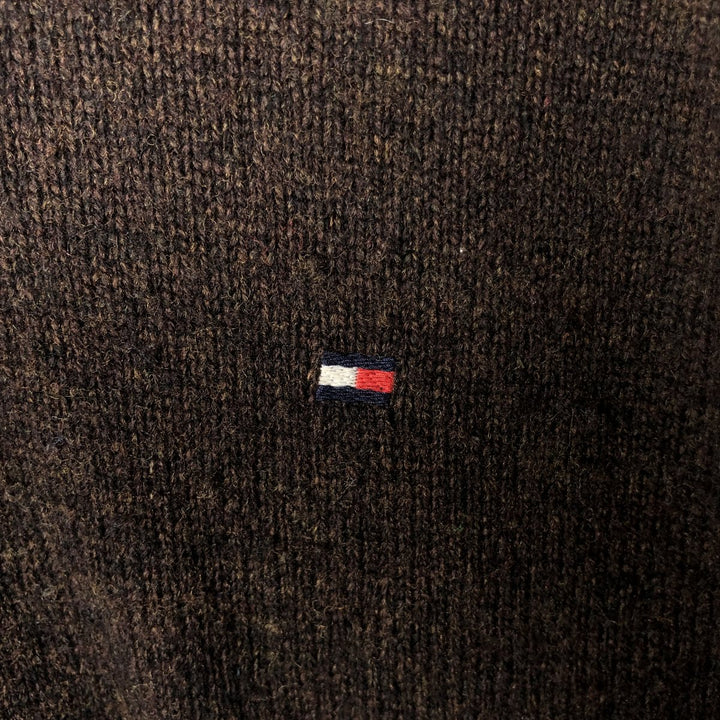 Tommy Hilfiger V-neck lambswool knit sweater, men's size M Lamb wool brown type Vintage Second Hand