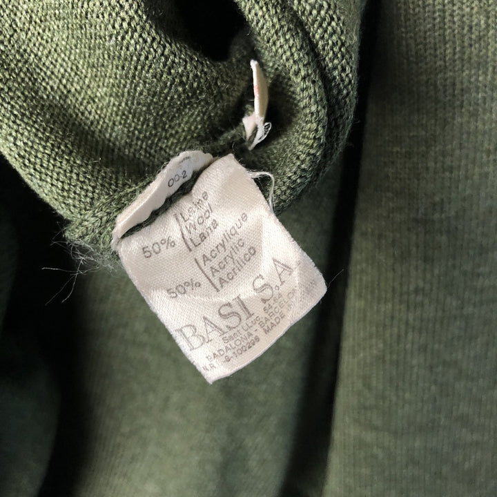 Vintage 80s-90'S Lacoste V-neck acrylic and wool knit sweater, Made in Spain, Size 7 (Men's XL) acrylic Khaki type Vintage Second Hand