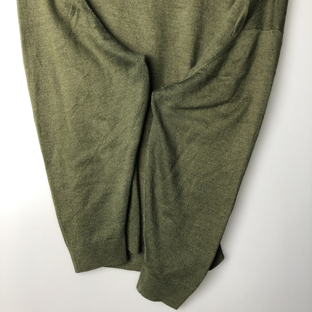 Vintage 80s-90'S Lacoste V-neck acrylic and wool knit sweater, Made in Spain, Size 7 (Men's XL) acrylic Khaki type Vintage Second Hand