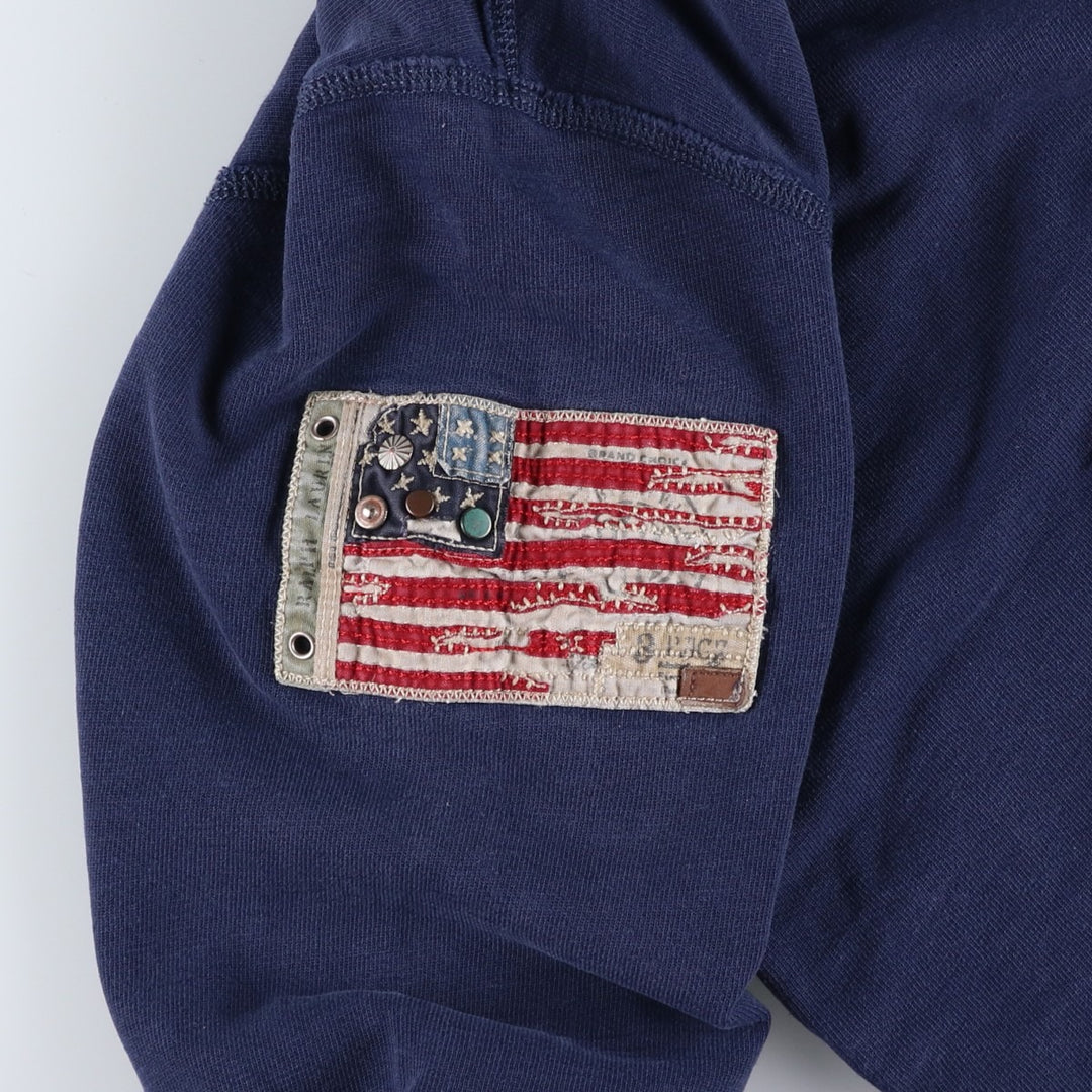 Ralph Lauren POLO by Ralph Lauren Stars and Stripes Pullover Hoodie, Men's Size Small cotton navy blue type Vintage Second Hand