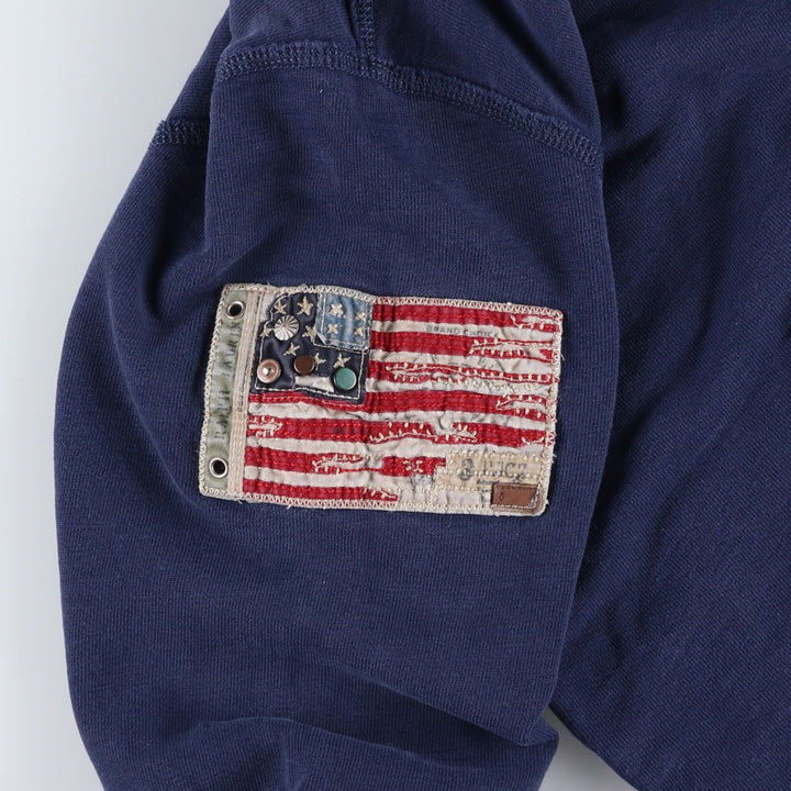 Ralph Lauren POLO by Ralph Lauren Stars and Stripes Pullover Hoodie, Men's Size Small cotton navy blue type Vintage Second Hand