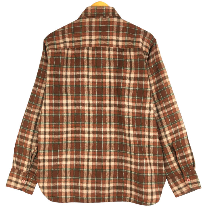 Vintage 1970'S Arrow Check Pattern Long Sleeve Acrylic Shirt, Men's Size Medium acrylic brown type Vintage Second Hand
