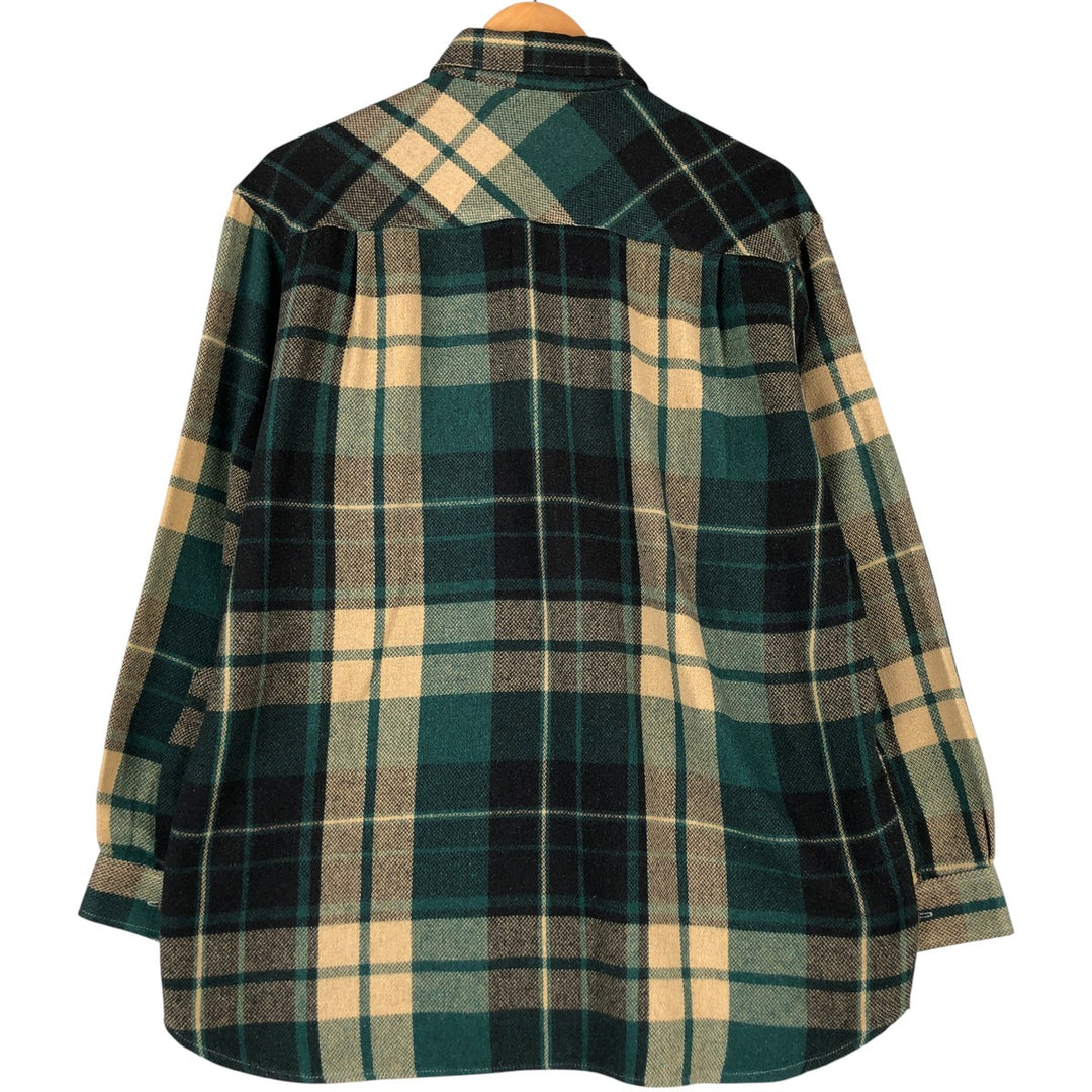 Vintage Lee Check Pattern Long Sleeve Polyester Shirt, Men's Size L, from the 1970s polyester green type Vintage Second Hand