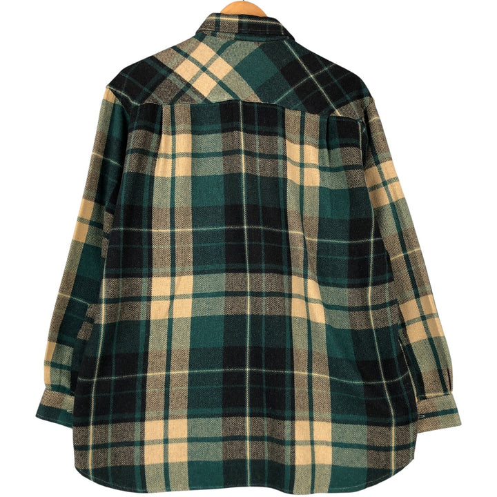 Vintage Lee Check Pattern Long Sleeve Polyester Shirt, Men's Size L, from the 1970s polyester green type Vintage Second Hand