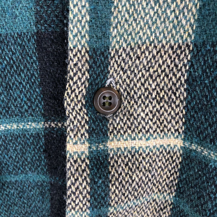 Vintage Lee Check Pattern Long Sleeve Polyester Shirt, Men's Size L, from the 1970s polyester green type Vintage Second Hand