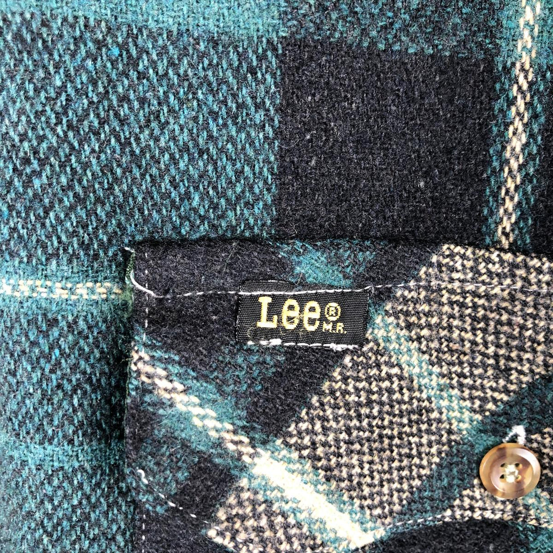 Vintage Lee Check Pattern Long Sleeve Polyester Shirt, Men's Size L, from the 1970s polyester green type Vintage Second Hand