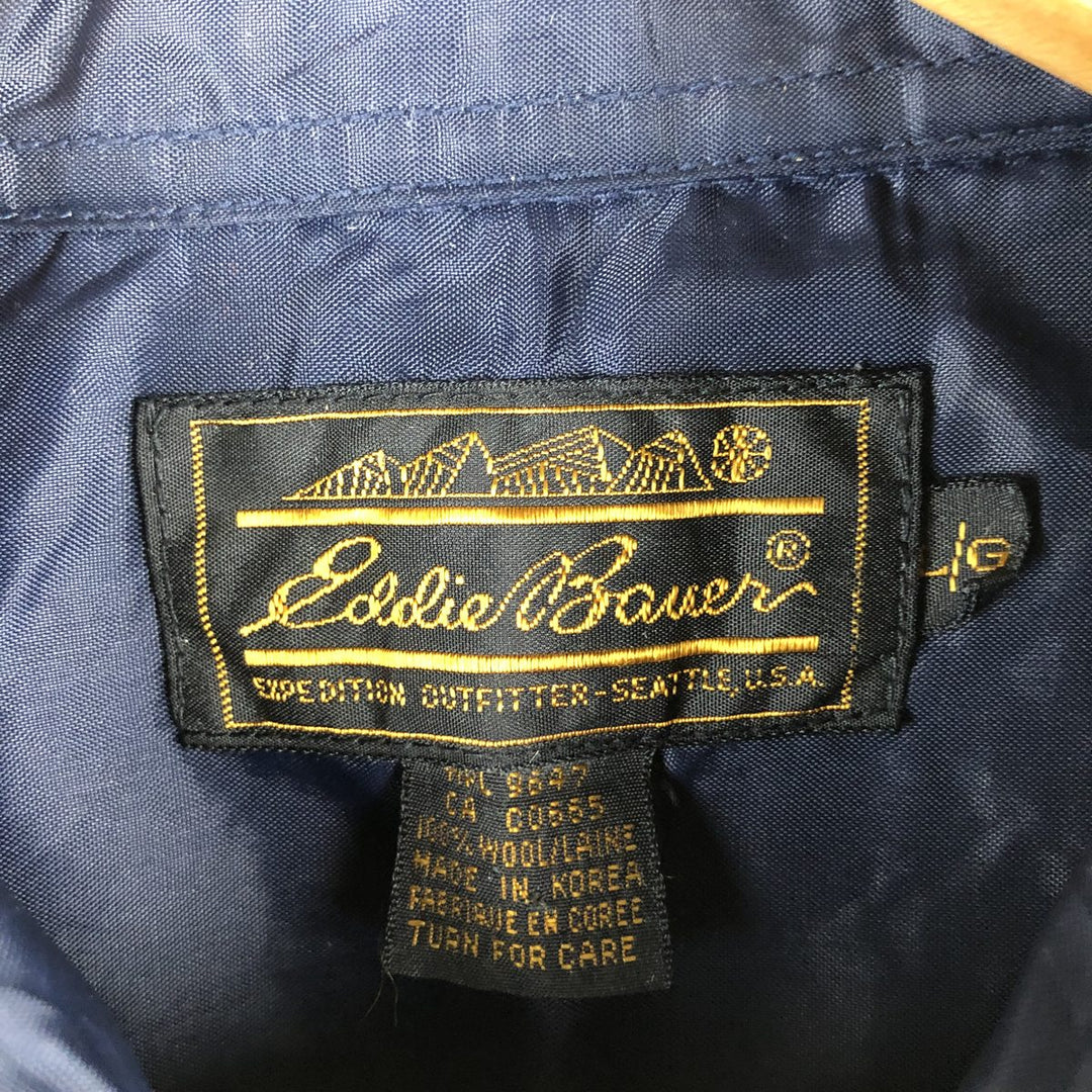 Vintage 1970s-1980'S Eddie Bauer Check Pattern Wool Shirt with Black Tag, Men's Size L wool navy blue type Vintage Second Hand