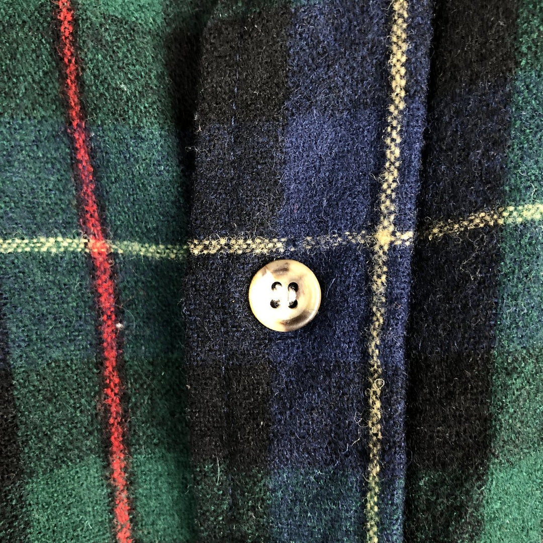 Vintage 1970s-1980'S Eddie Bauer Check Pattern Wool Shirt with Black Tag, Men's Size L wool navy blue type Vintage Second Hand