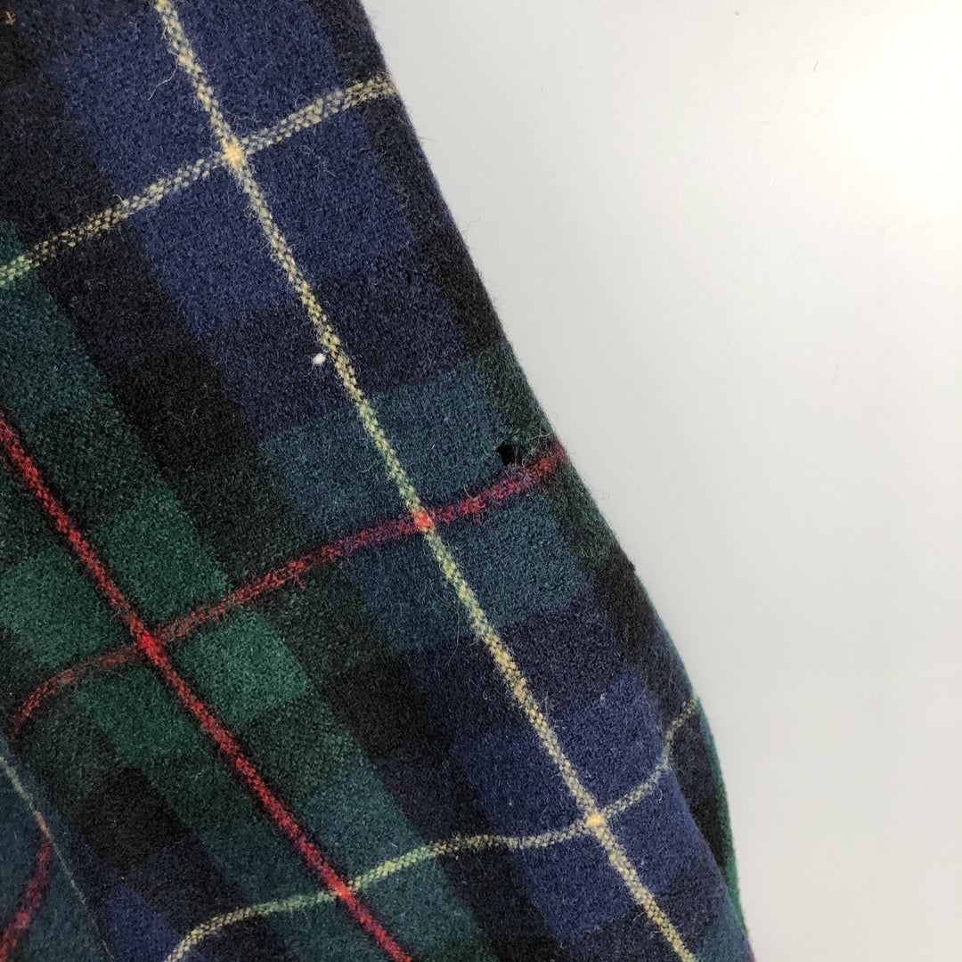 Vintage 1970s-1980'S Eddie Bauer Check Pattern Wool Shirt with Black Tag, Men's Size L wool navy blue type Vintage Second Hand