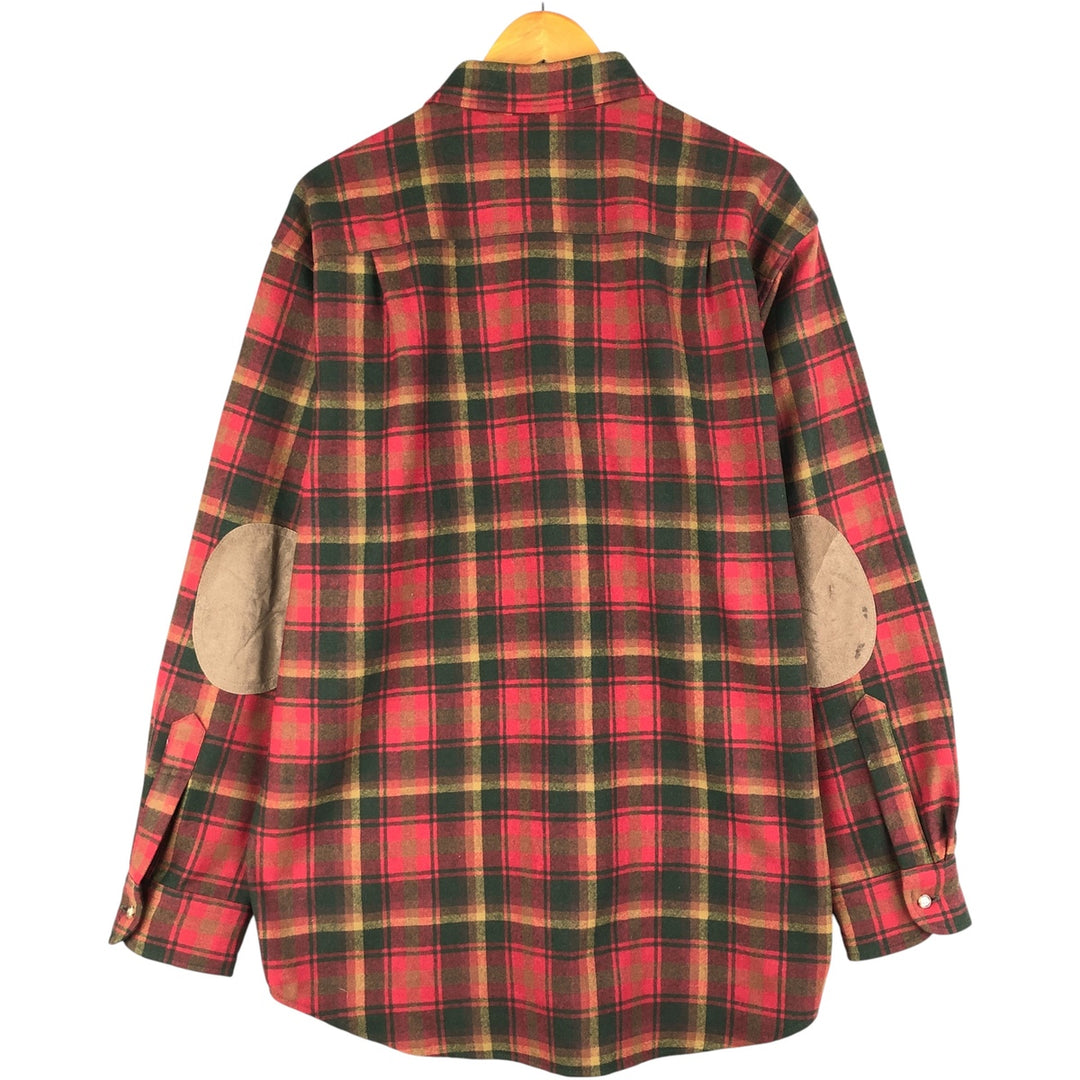 2000'S Pendleton Trail Shirt, Check Pattern, Wool Shirt, Men's Size L wool red type reddish brown Vintage Second Hand