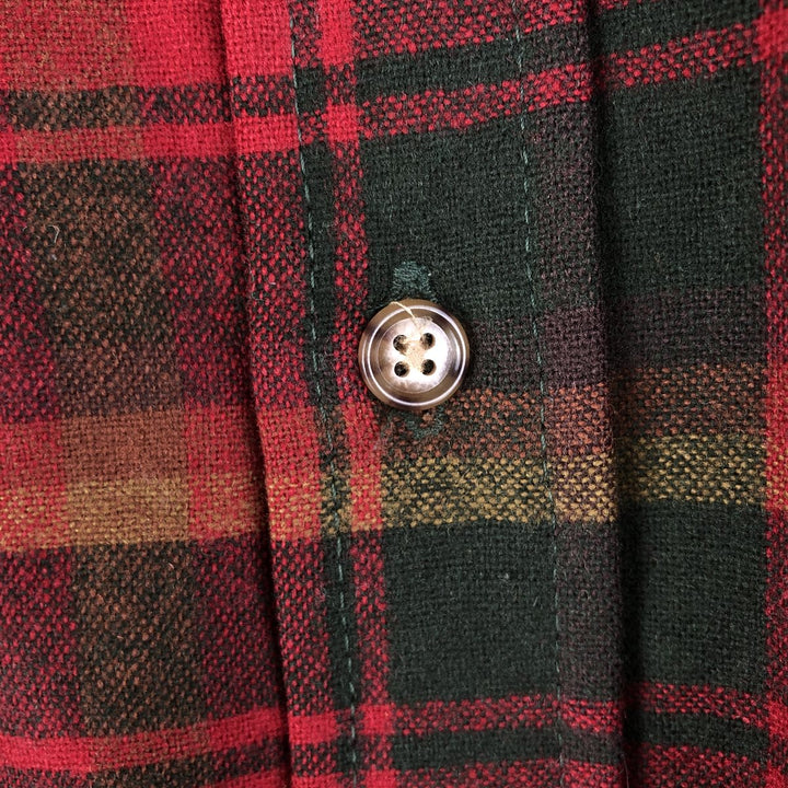 2000'S Pendleton Trail Shirt, Check Pattern, Wool Shirt, Men's Size L wool red type reddish brown Vintage Second Hand