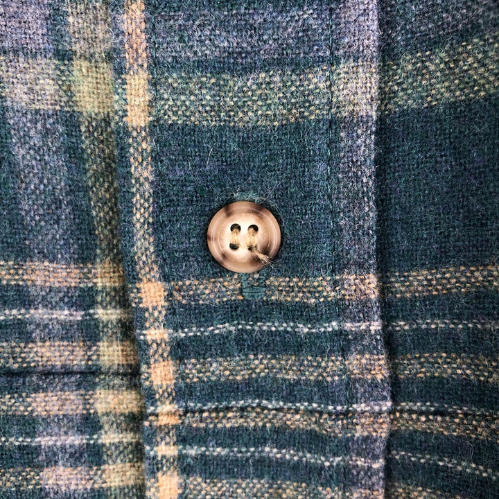 2000'S Pendleton Check Pattern Wool Shirt, Made in USA, Men's Size L wool Green type dark green Vintage Second Hand