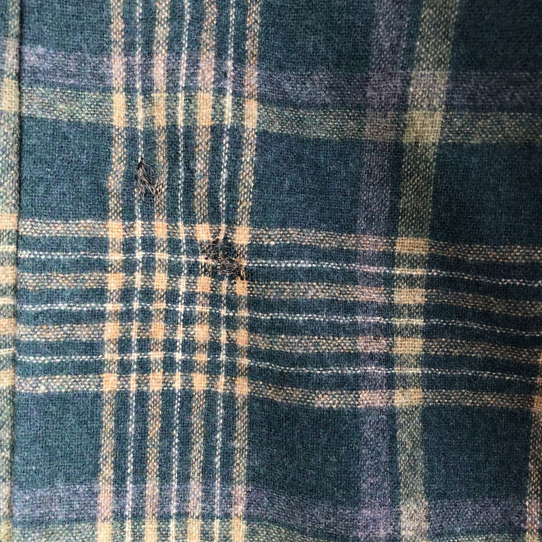 2000'S Pendleton Check Pattern Wool Shirt, Made in USA, Men's Size L wool Green type dark green Vintage Second Hand