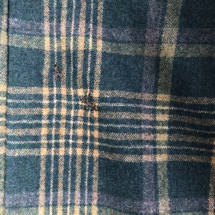 2000'S Pendleton Check Pattern Wool Shirt, Made in USA, Men's Size L wool Green type dark green Vintage Second Hand