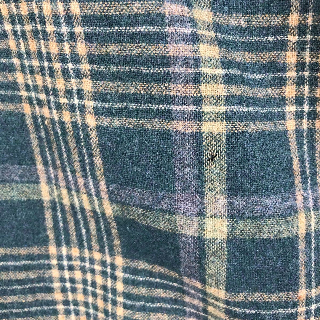 2000'S Pendleton Check Pattern Wool Shirt, Made in USA, Men's Size L wool Green type dark green Vintage Second Hand