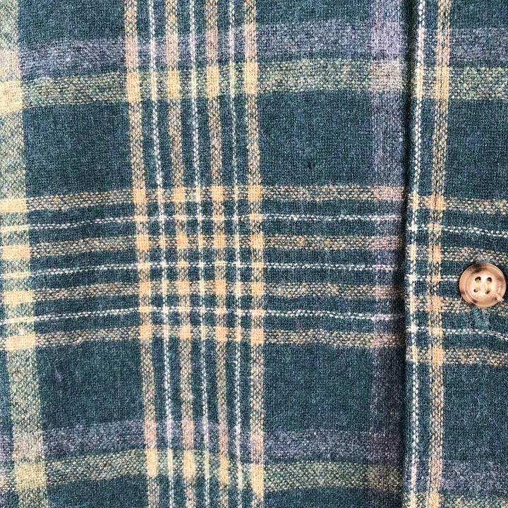 2000'S Pendleton Check Pattern Wool Shirt, Made in USA, Men's Size L wool Green type dark green Vintage Second Hand