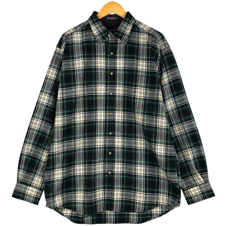 Pendleton Tartan Check Wool Shirt, Men's Size L wool Green type dark green Vintage Second Hand