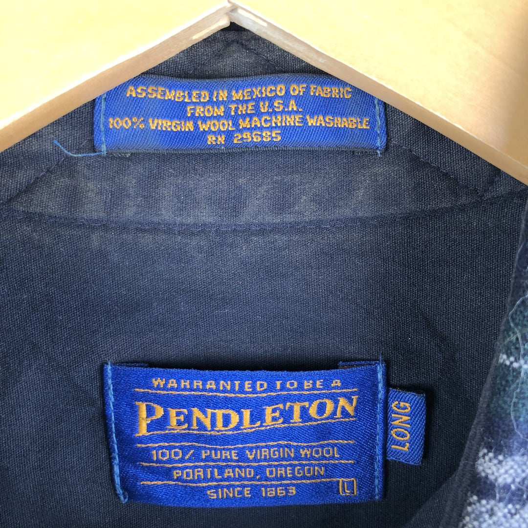 Pendleton Tartan Check Wool Shirt, Men's Size L wool Green type dark green Vintage Second Hand