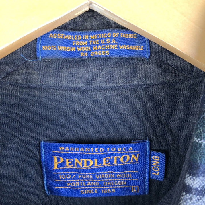 Pendleton Tartan Check Wool Shirt, Men's Size L wool Green type dark green Vintage Second Hand