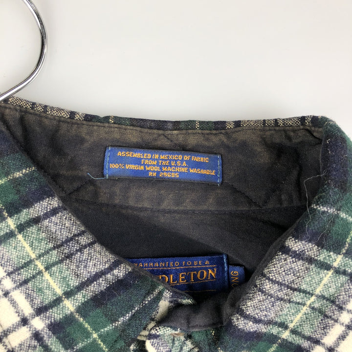 Pendleton Tartan Check Wool Shirt, Men's Size L wool Green type dark green Vintage Second Hand