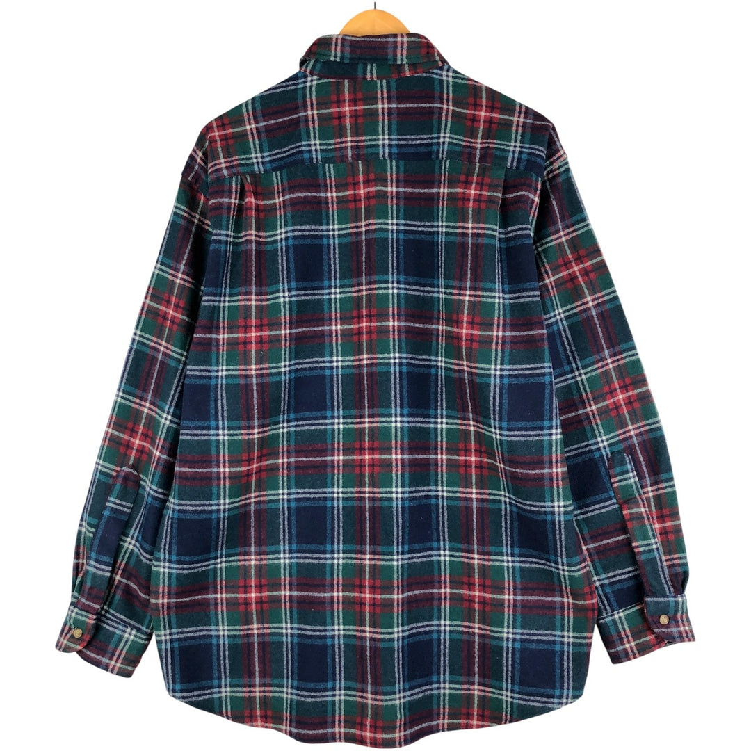 Pendleton Check Pattern Wool Shirt, Men's Size L wool navy blue type Vintage Second Hand