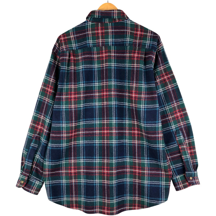 Pendleton Check Pattern Wool Shirt, Men's Size L wool navy blue type Vintage Second Hand