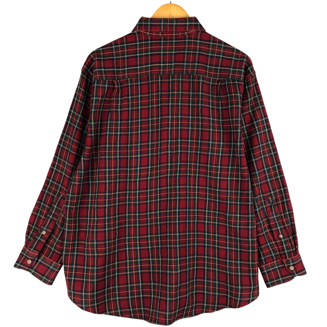 Pendleton Sir Pendleton Check Pattern Button-Down Wool Shirt, Men's Size XL wool red type Vintage Second Hand