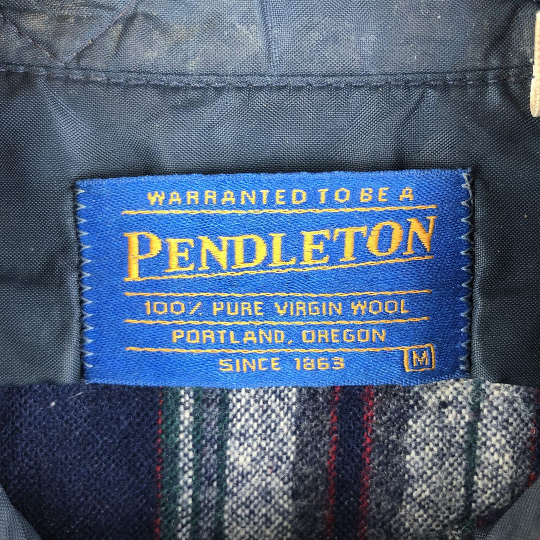 2000'S Pendleton Check Pattern Button-Down Wool Shirt, Made in USA, Men's Size Medium wool red type Vintage Second Hand