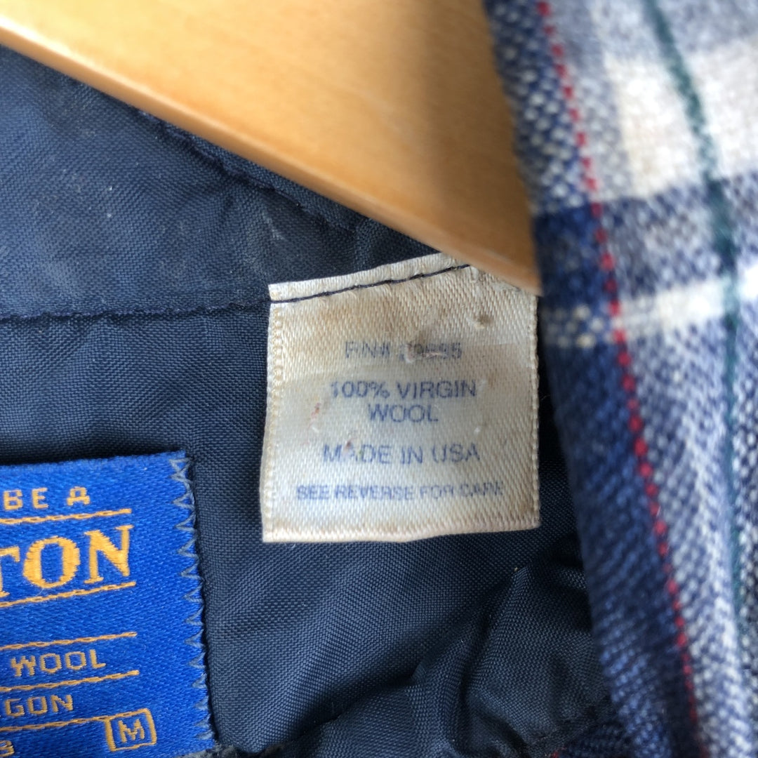 2000'S Pendleton Check Pattern Button-Down Wool Shirt, Made in USA, Men's Size Medium wool red type Vintage Second Hand