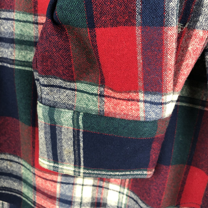 2000'S Pendleton Check Pattern Button-Down Wool Shirt, Made in USA, Men's Size Medium wool red type Vintage Second Hand