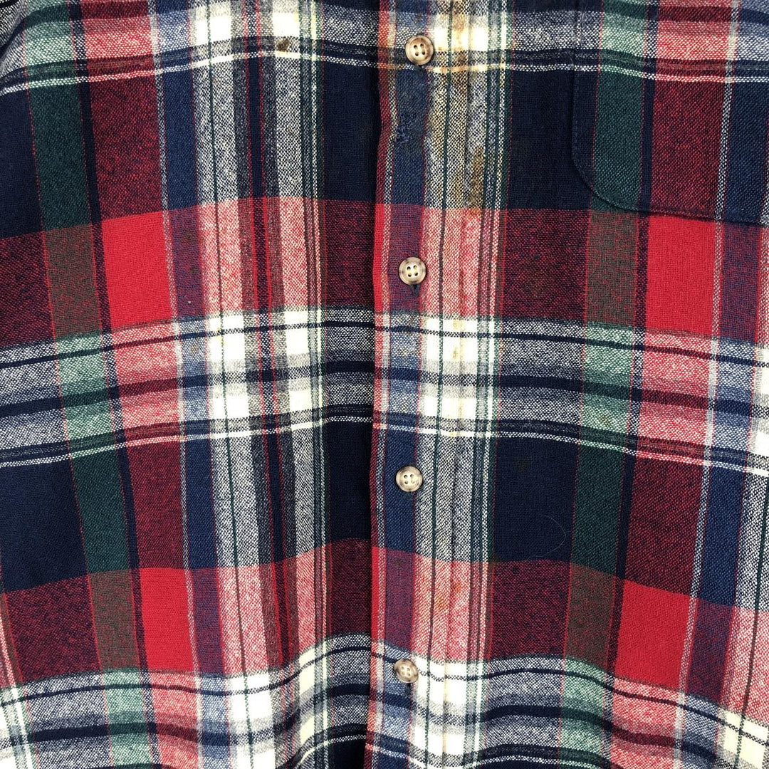 2000'S Pendleton Check Pattern Button-Down Wool Shirt, Made in USA, Men's Size Medium wool red type Vintage Second Hand